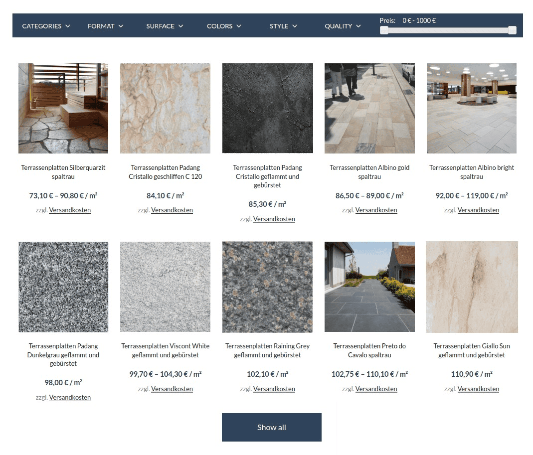 Filtering Products on Category Page