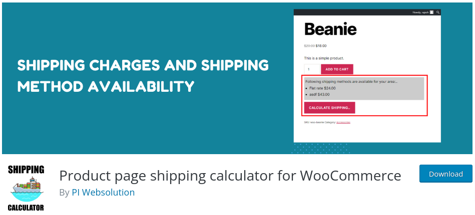 Product page shipping calculator for WooCommerce
