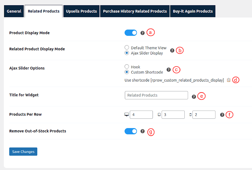 Settings for Related Products