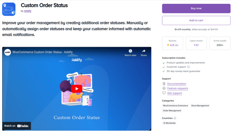 Custom Order Status
