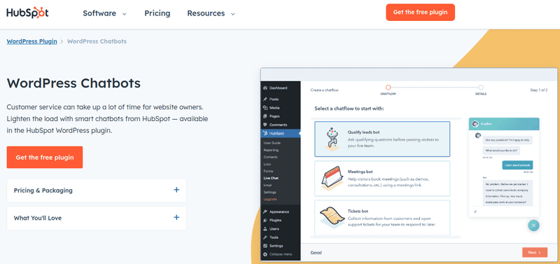 HubSpot WordPress Chatbots 1