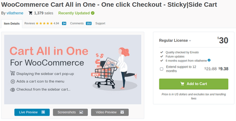 WooCommerce Cart All in One - One click Checkout