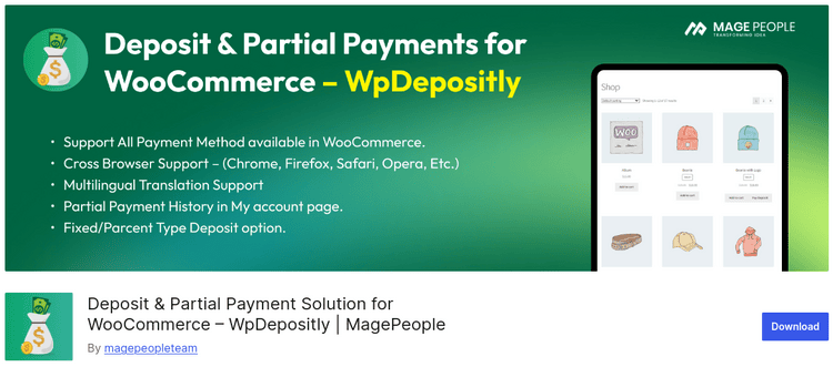 Deposit & Partial Payment Solution for WooCommerce – WpDepositly