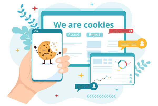 Internet Cookies Technology Illustration with Track Cookie Record of Browsing a Website in Flat Cartoon Hand Drawn Landing Page Templates