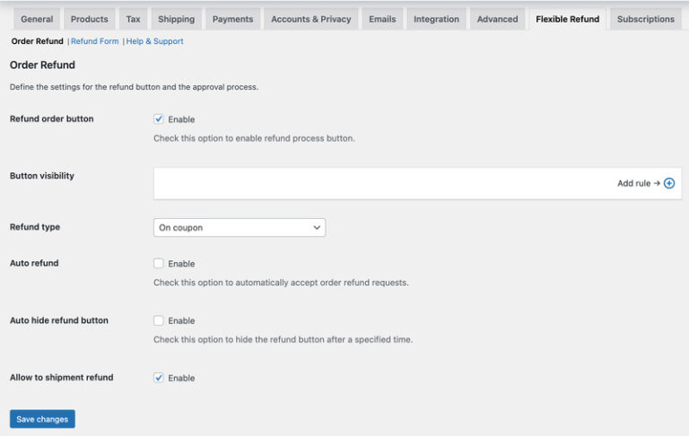 Flexible Refund for WooCommerce main-setting